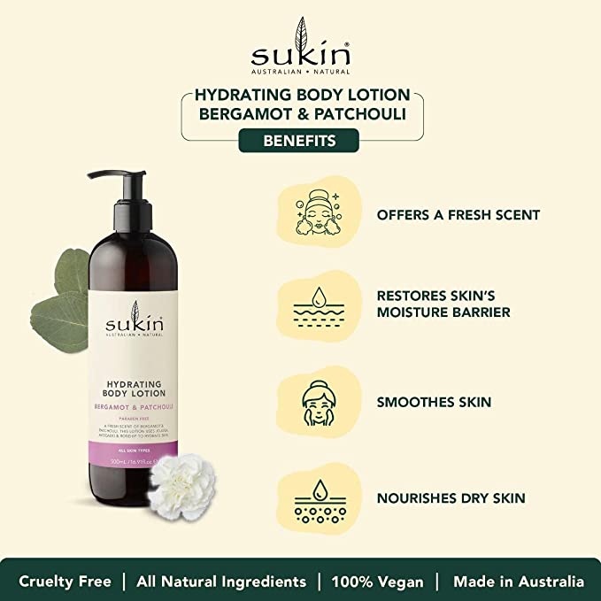 Sukin Hydrating Body Lotion Bergamot & Patchouli 500ml - Cutprice Online