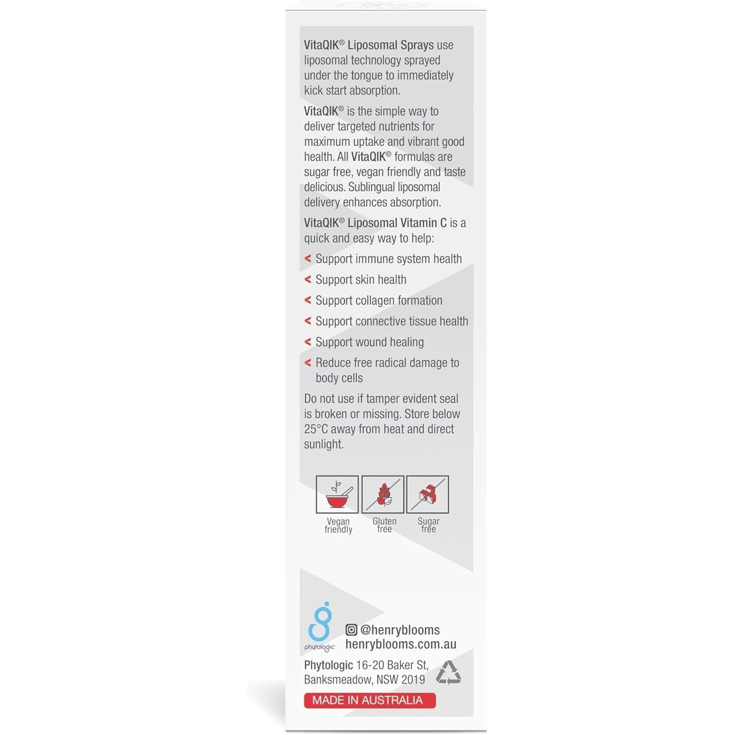 Henry Blooms VitaQIK Liposomal Spray Vitamin C Oral Liquid 50ml - Cutprice Online