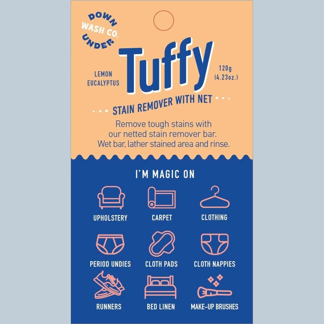 Tuffy Downunder Wash Co. Tuffy Stain Remover with Net Lemon Eucalyptus 120g DOWNUNDER WASH CO.