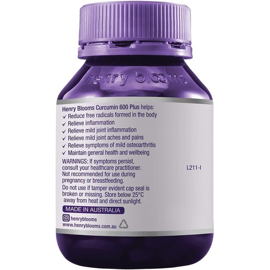 Henry Blooms Curcumin 600 Plus 60c - Cutprice Online