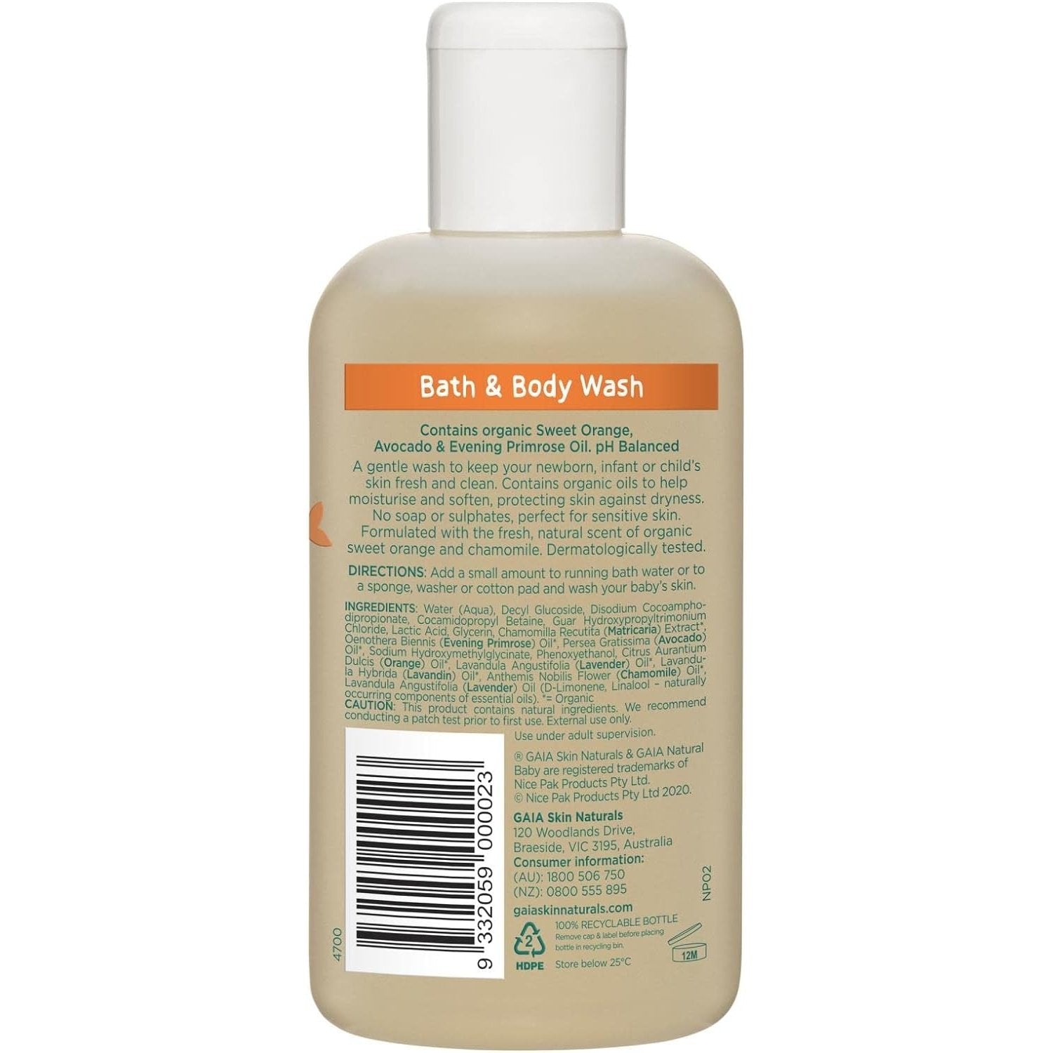 GAIA Natural Baby Bath & Body Wash 250ml - Cutprice Online