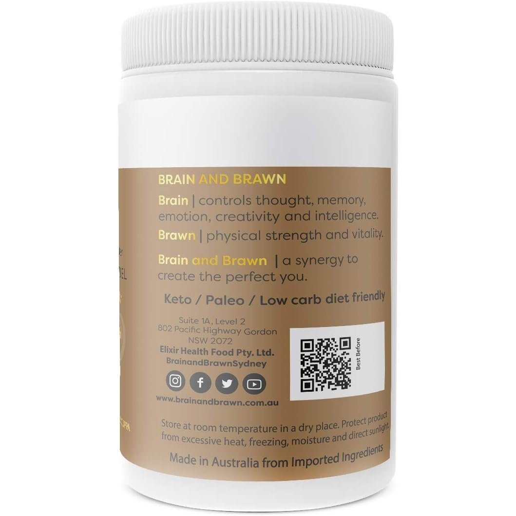 Brain and Brawn Collagen Keto Coffee (With MCT C8 & C10 and Grass-fed Butter) Unsweetened 300g BRAIN AND BRAWN