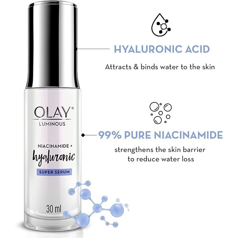 Olay Luminous Niacinamide Plus Hyaluronic Face Super Serum 30ml - Cutprice Online