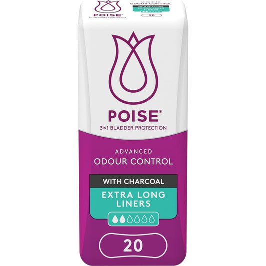 Poise Charcoal Extra Long Liner 20pk