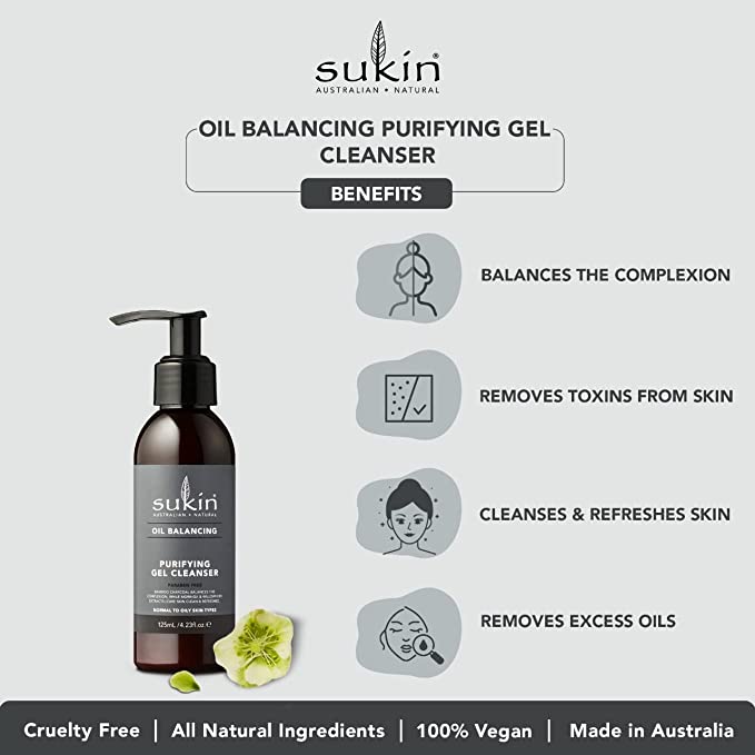 Sukin Oil Balancing Plus Charcoal Purifying Gel Cleanser 125ml - Cutprice Online