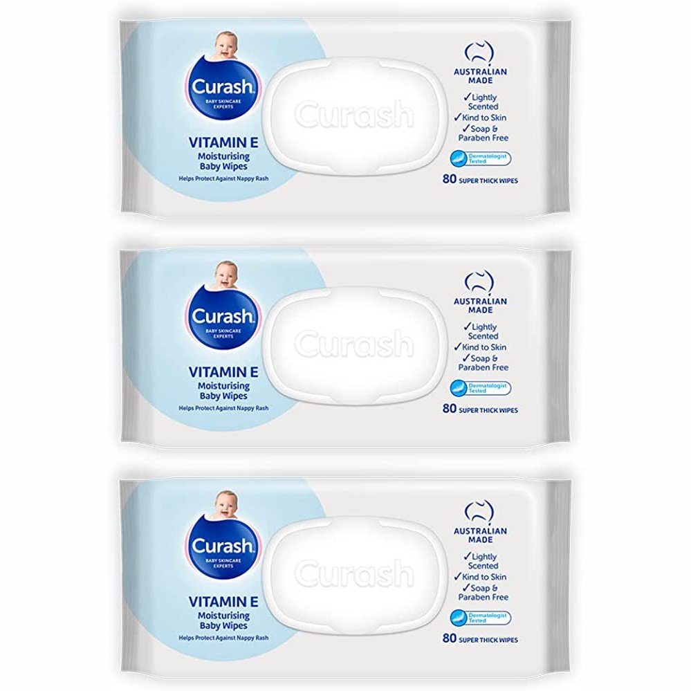 Curash Baby Wipes Original Vitamin E 3 x 80 - Cutprice Online
