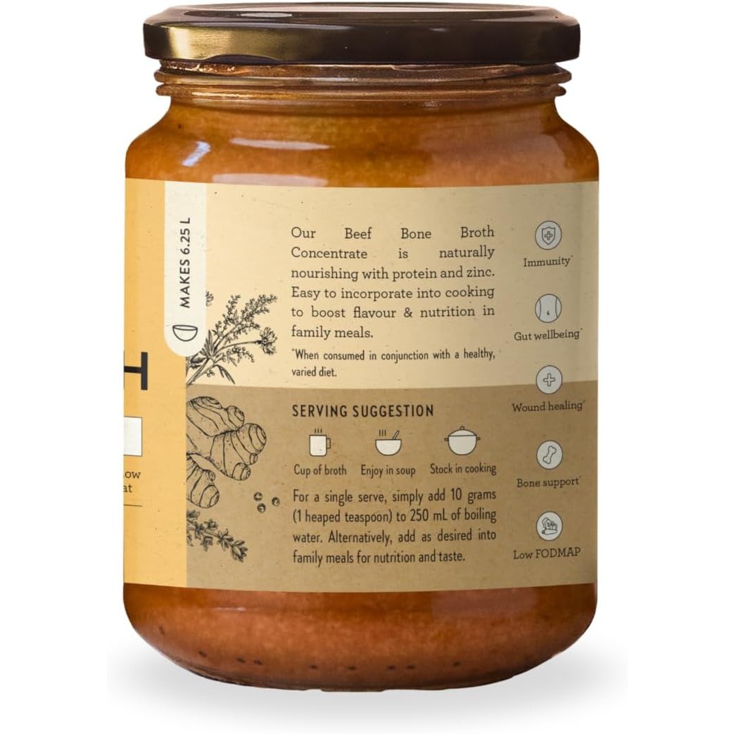 Nutra Organics Bone Broth Beef Concentrate Turmeric Ginger 250g - Cutprice Online