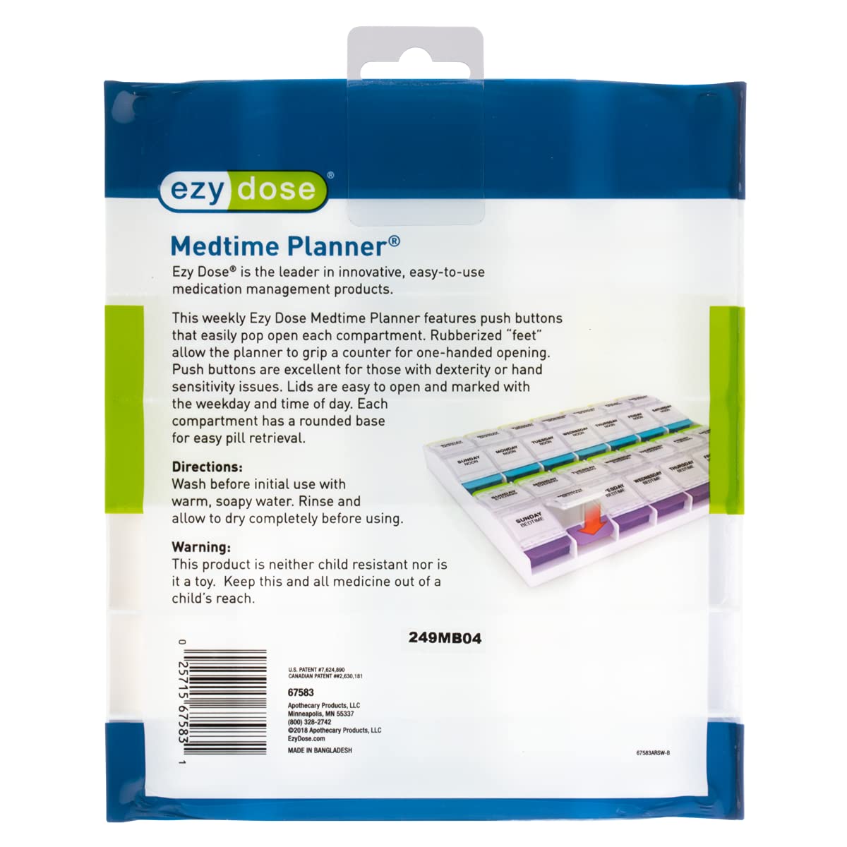 EZY DOSE PUSH MEDTIME PLANNER WEEKLY 7 DAY 2XL - Cutprice Online