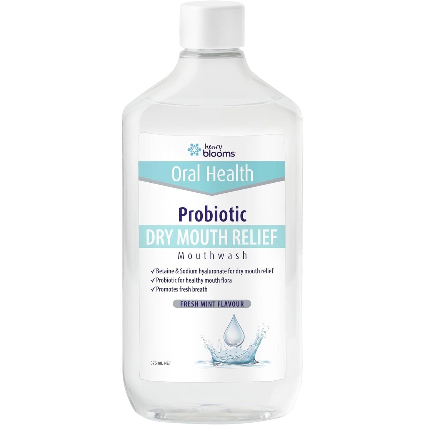 Henry Blooms Oral Health Probiotic Mouthwash Dry Mouth Relief Mint 375ml - Cutprice Online