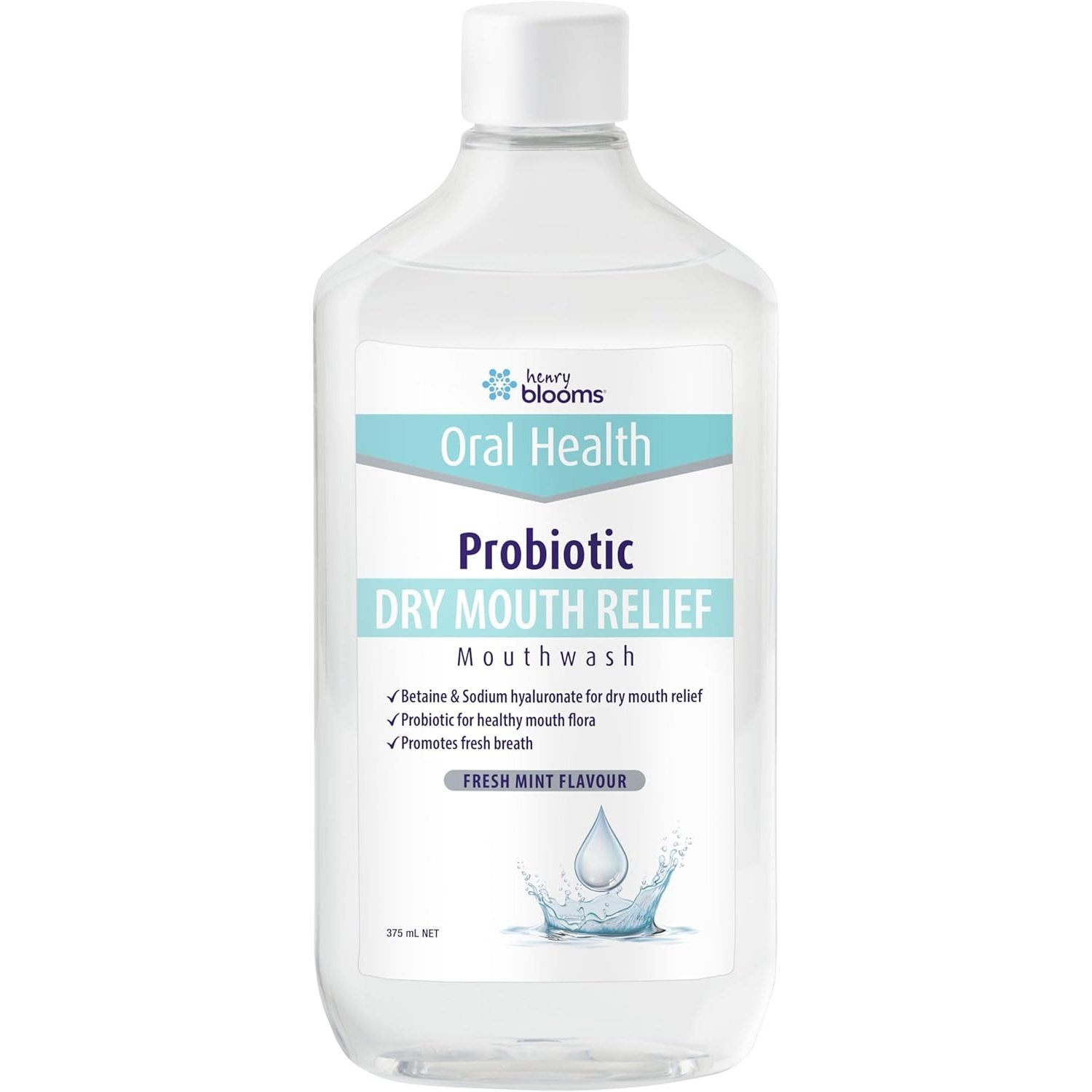 Henry Blooms Oral Health Probiotic Mouthwash Dry Mouth Relief Mint 375ml - Cutprice Online