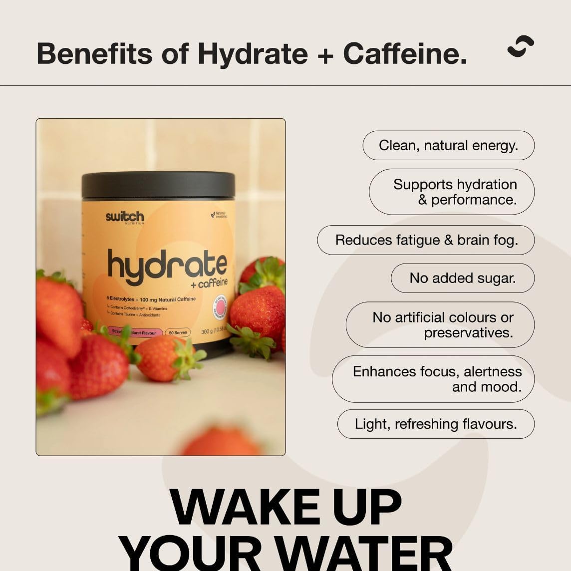 Switch Nutrition Hydrate + Caffeine Mango Passionfruit 300g