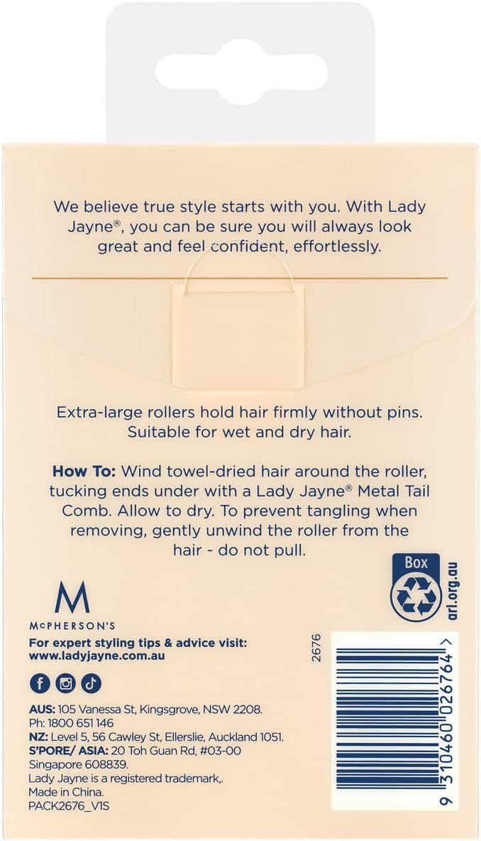 Lady Jayne Extra Large Self Holding Rollers 4 Pack