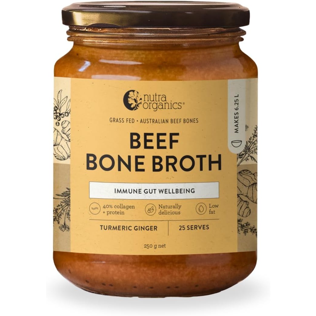 Nutra Organics Bone Broth Beef Concentrate Turmeric Ginger 250g - Cutprice Online