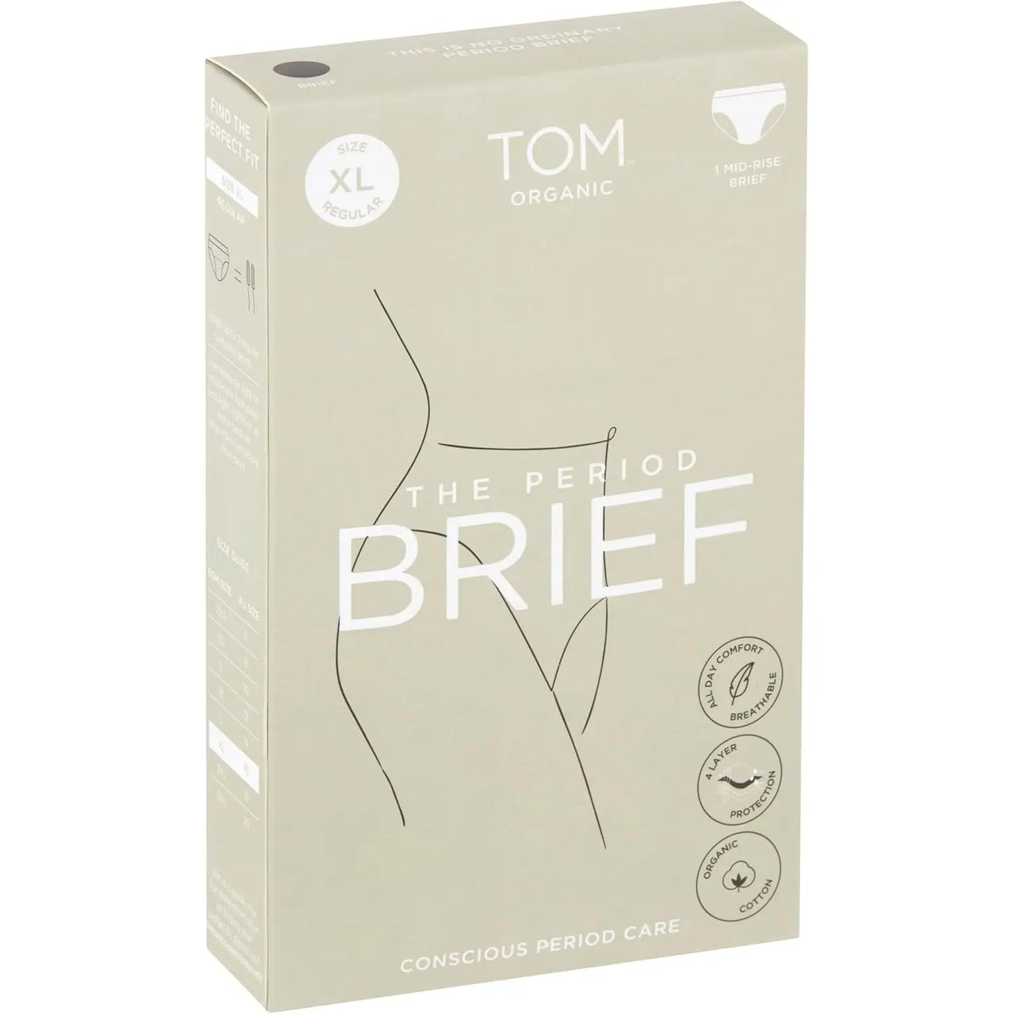 TOM ORGANIC The Period Brief Mid-Rise Black XL TOM ORGANIC