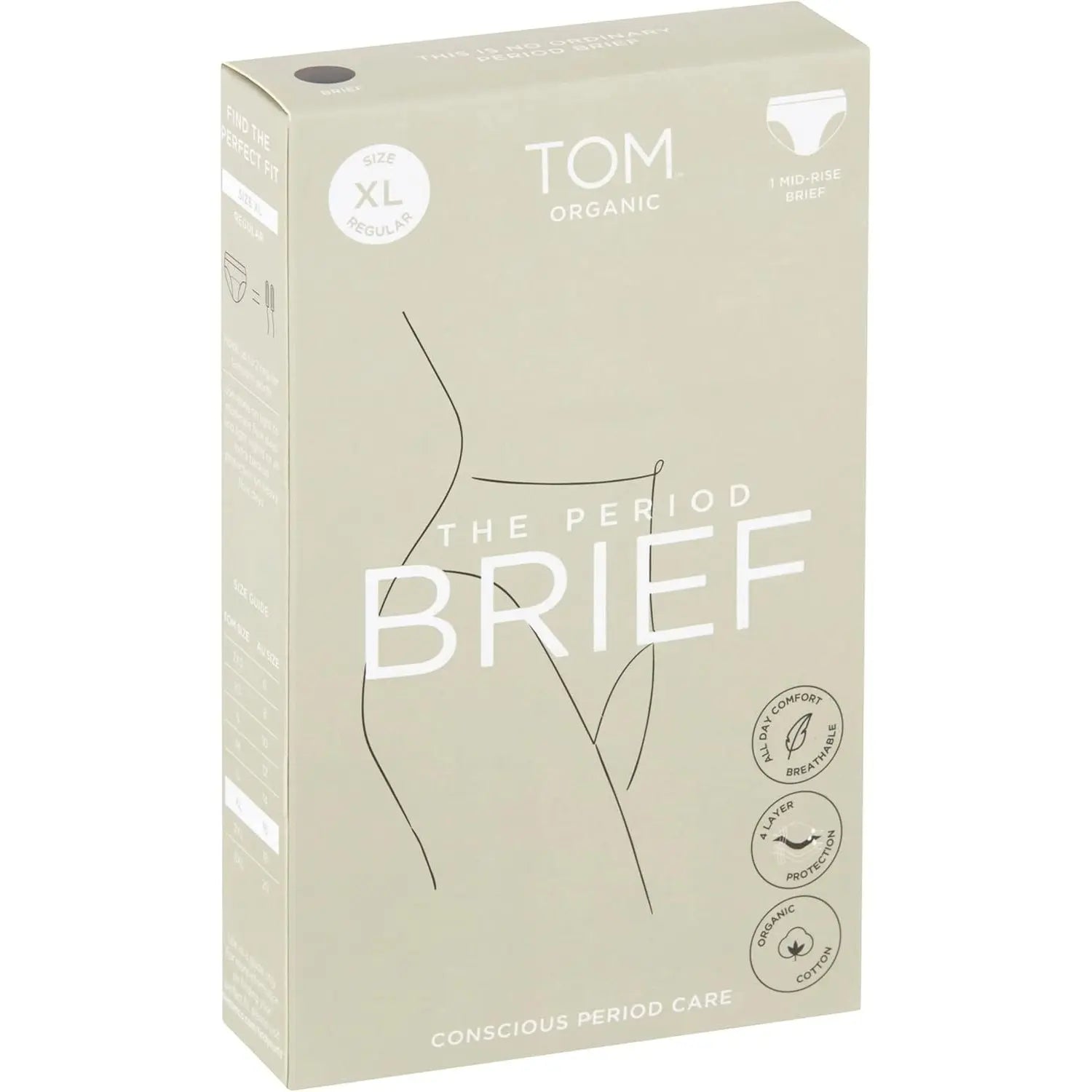TOM ORGANIC The Period Brief Mid-Rise Black XL TOM ORGANIC