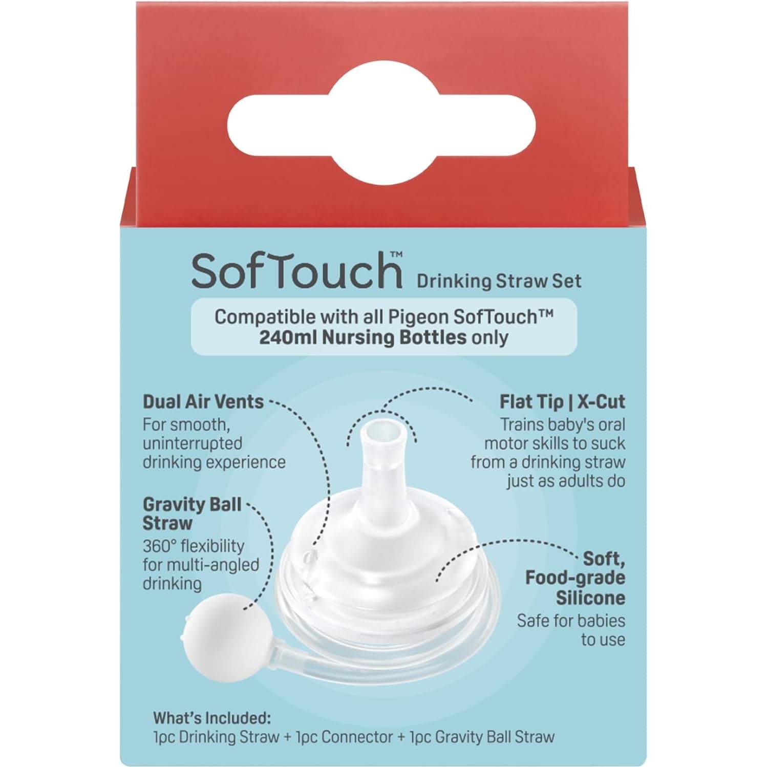 Pigeon SofTouch Drinking Straw Set 1 Set 2+ Months