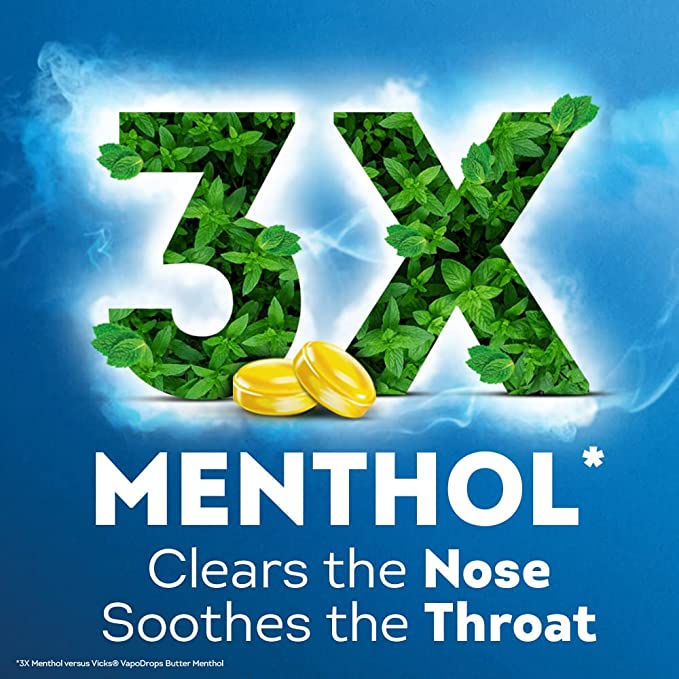 Vicks Vapodrops Xtra Strong Lemon Menthol Blast 16PK - Cutprice Online