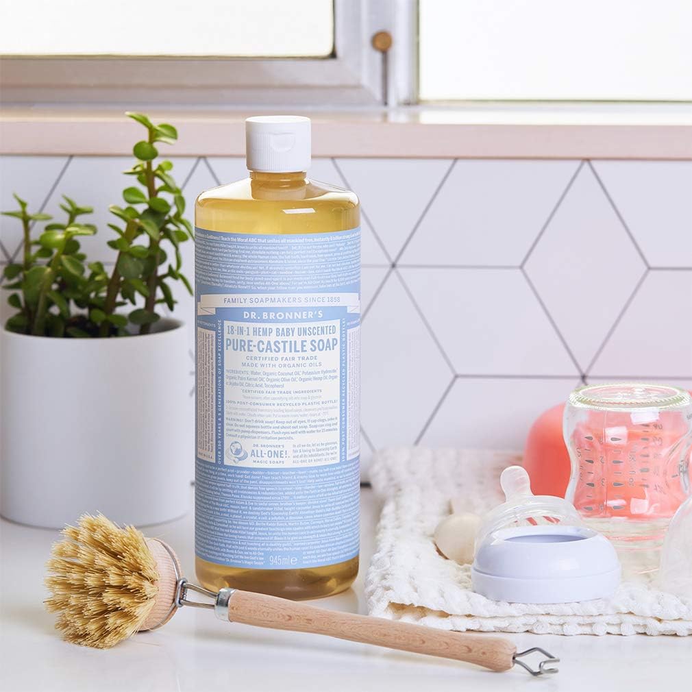 Dr. Bronner's Pure-Castile Soap Liquid (Hemp 18-in-1) Unscented (Baby) 946ml - Cutprice Online