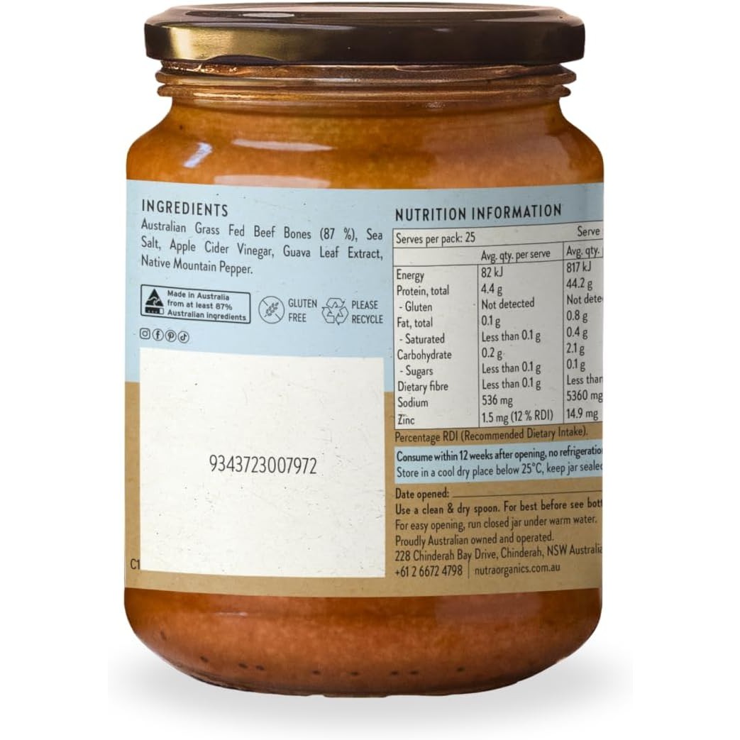 Nutra Organics Bone Broth Beef Concentrate Natural Beef 250g - Cutprice Online