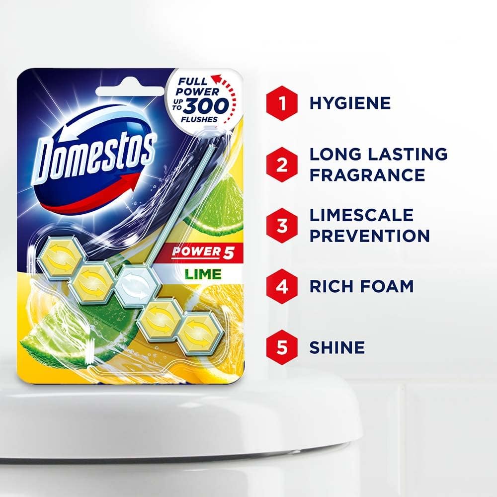 Domestos Power 5 Lime Rim Block 55G