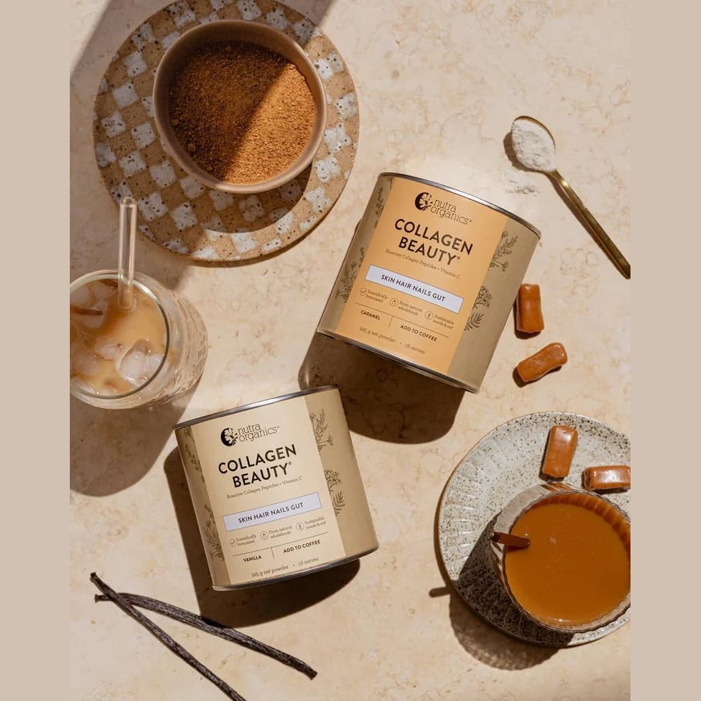 Nutra Organics Collagen Beauty (For Coffee) with Bioactive Collagen Peptides + Vitamin C Vanilla 225g - Cutprice Online