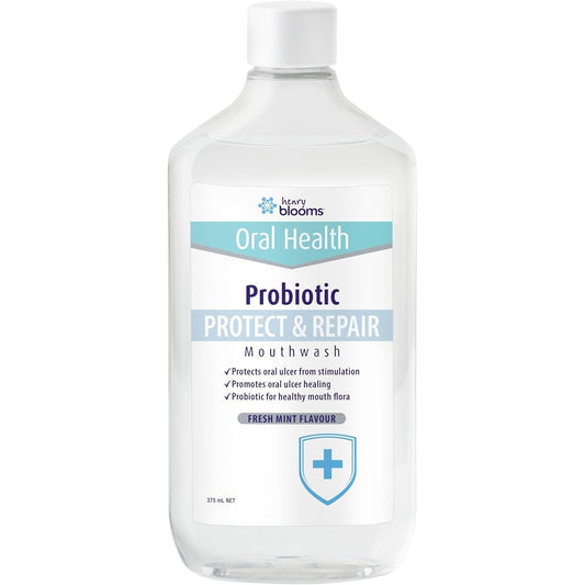 Henry Blooms Oral Health Probiotic Mouthwash Protect Repair Mint 375ml - Cutprice Online