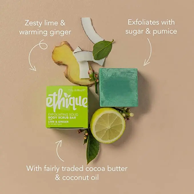 ETHIQUE Solid Body Polish Bar Lime & Ginger 110g ETHIQUE