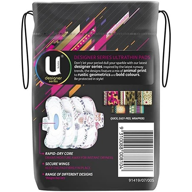 U By Kotex Designer Series Ultrathins Pads Super Wing 10 Pack - Cutprice Online