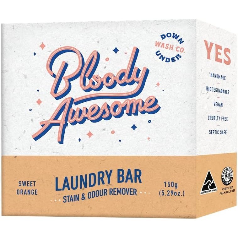 Downunder Wash Co. (Bloody Awesome) Laundry Bar Stain & Odour Remover Sweet Orange 150g DOWNUNDER WASH CO.
