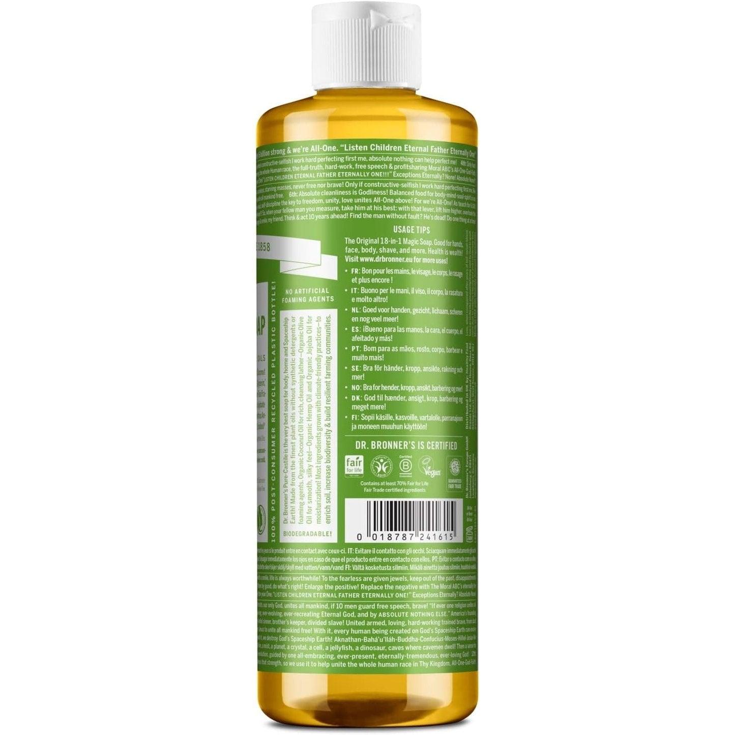 Dr. Bronner's Pure-Castile Soap Liquid (Hemp 18-in-1) Green Tea 473ml - Cutprice Online