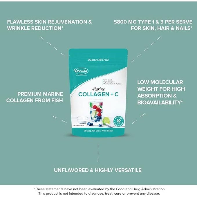 Morlife Marine Collagen + C Unflavoured 200g - Cutprice Online