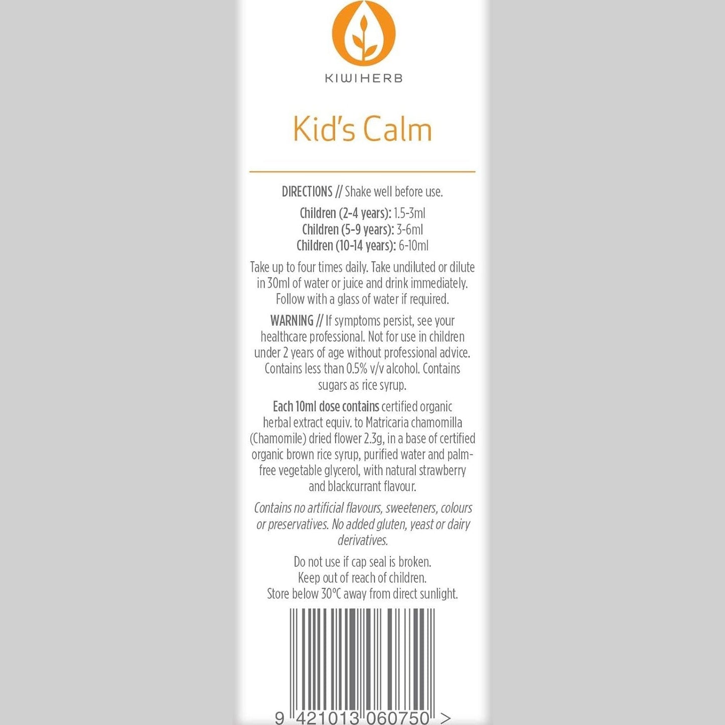 Kiwiherb Organic Kid's Calm Oral Liquid 100ml - Cutprice Online