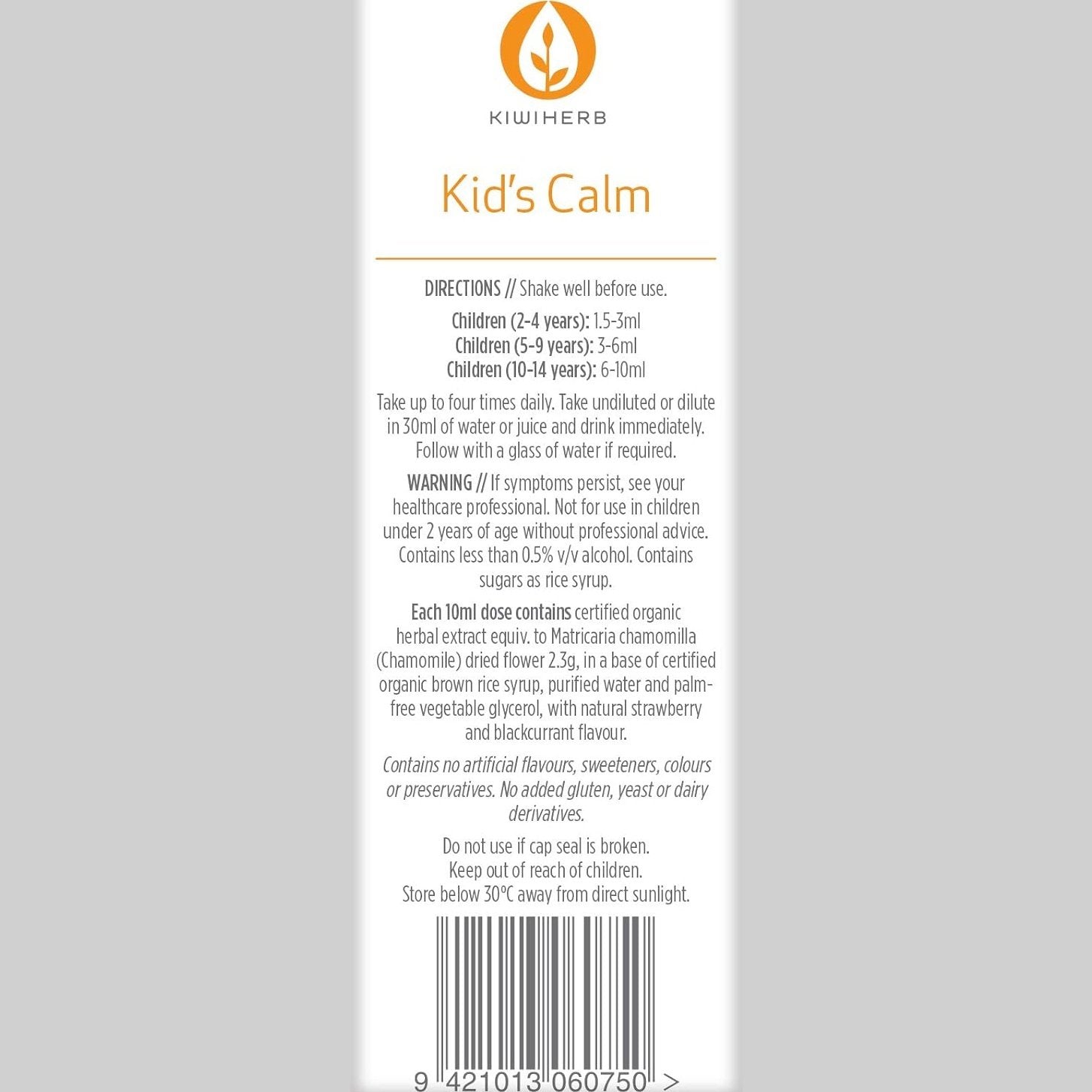 Kiwiherb Organic Kid's Calm Oral Liquid 100ml - Cutprice Online