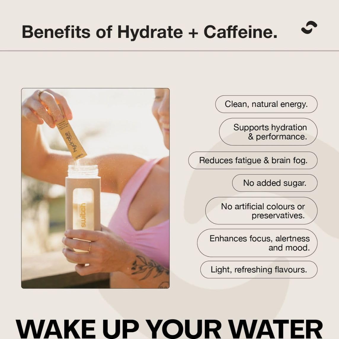 Switch Nutrition Hydrate + Caffeine Sachets Strawberry Burst 20x6g