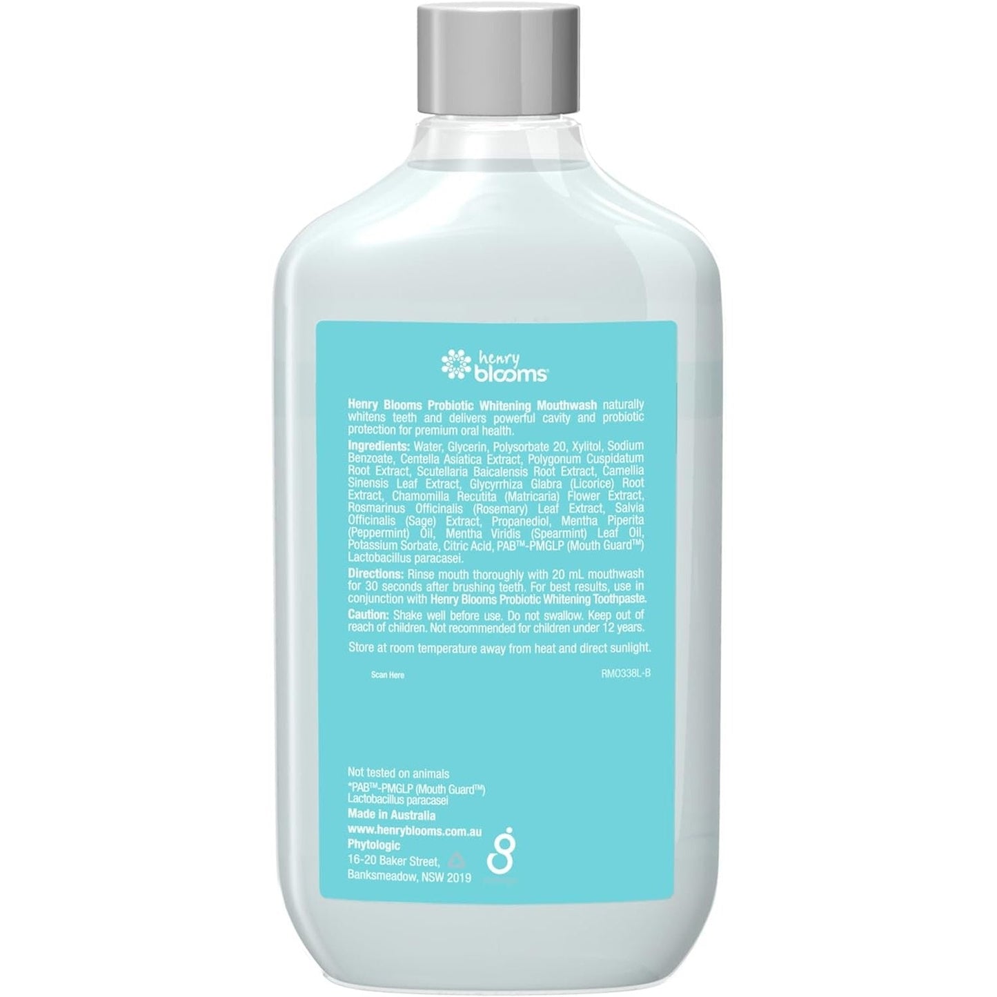 Henry Blooms Oral Health Probiotic Mouthwash Whitening Peppermint 375ml - Cutprice Online