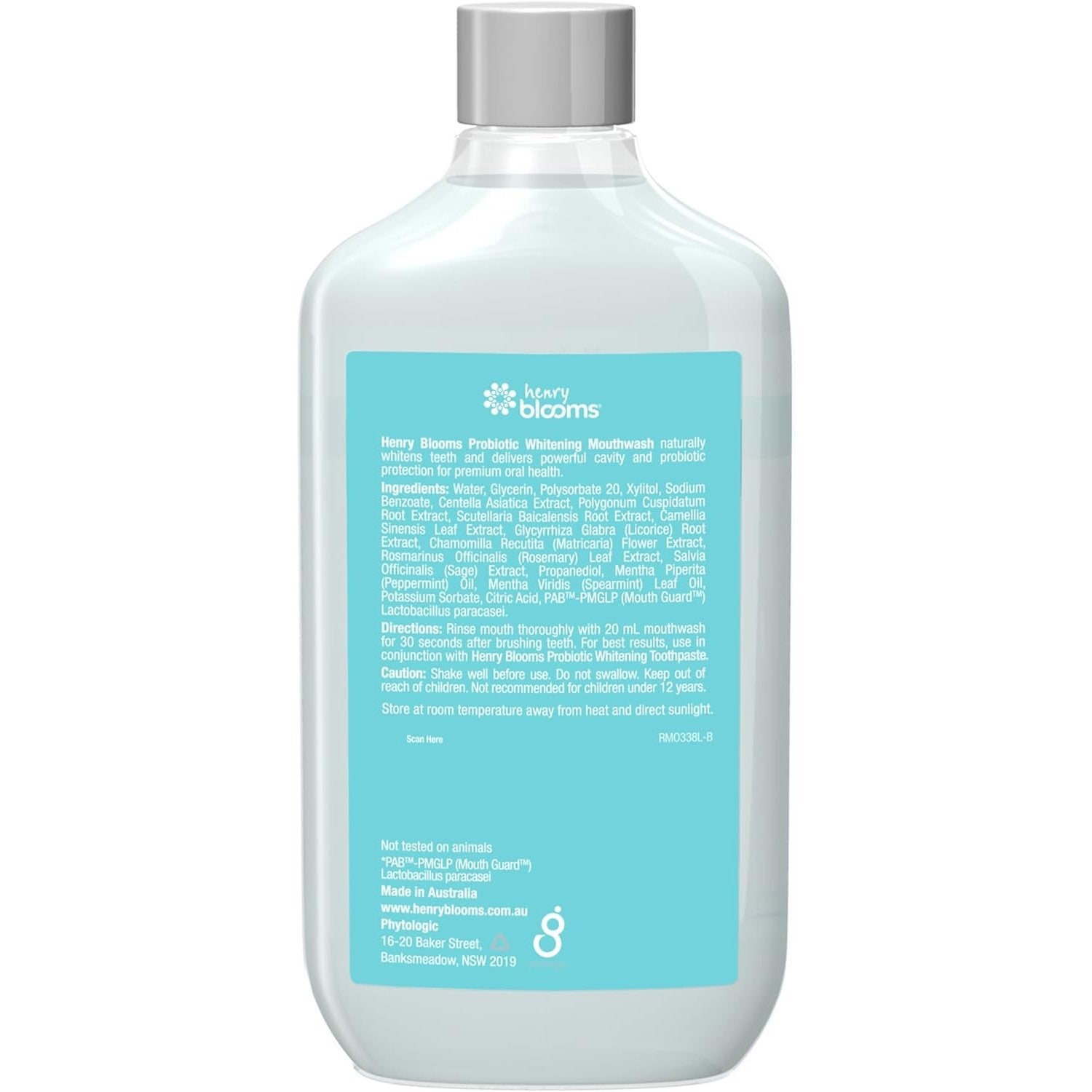 Henry Blooms Oral Health Probiotic Mouthwash Whitening Peppermint 375ml - Cutprice Online