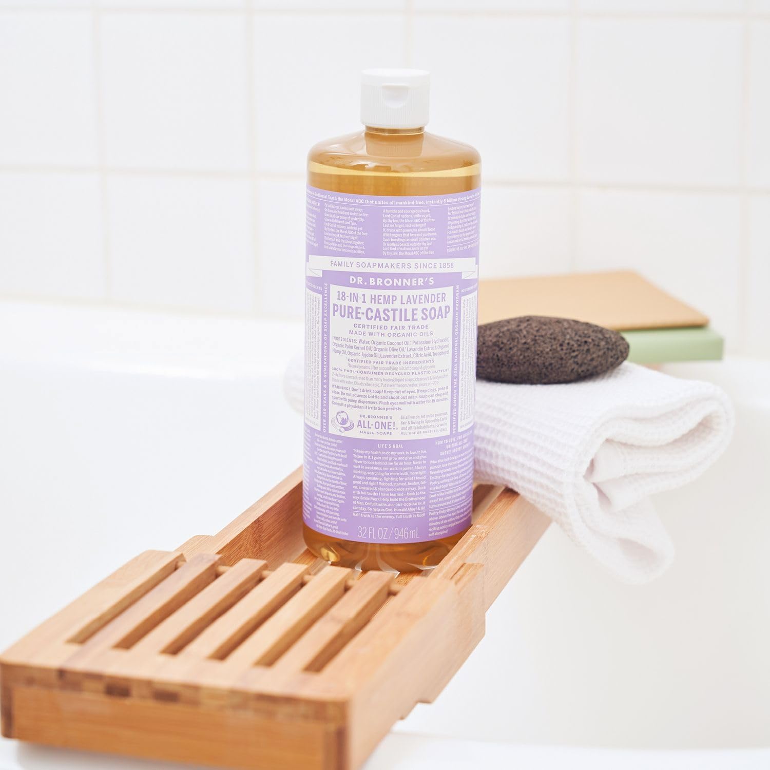 Dr. Bronner's Pure-Castile Soap Liquid (Hemp 18-in-1) Lavender 946ml - Cutprice Online