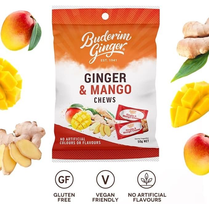 Buderim Ginger Ginger & Mango Chews 50g - Cutprice Online