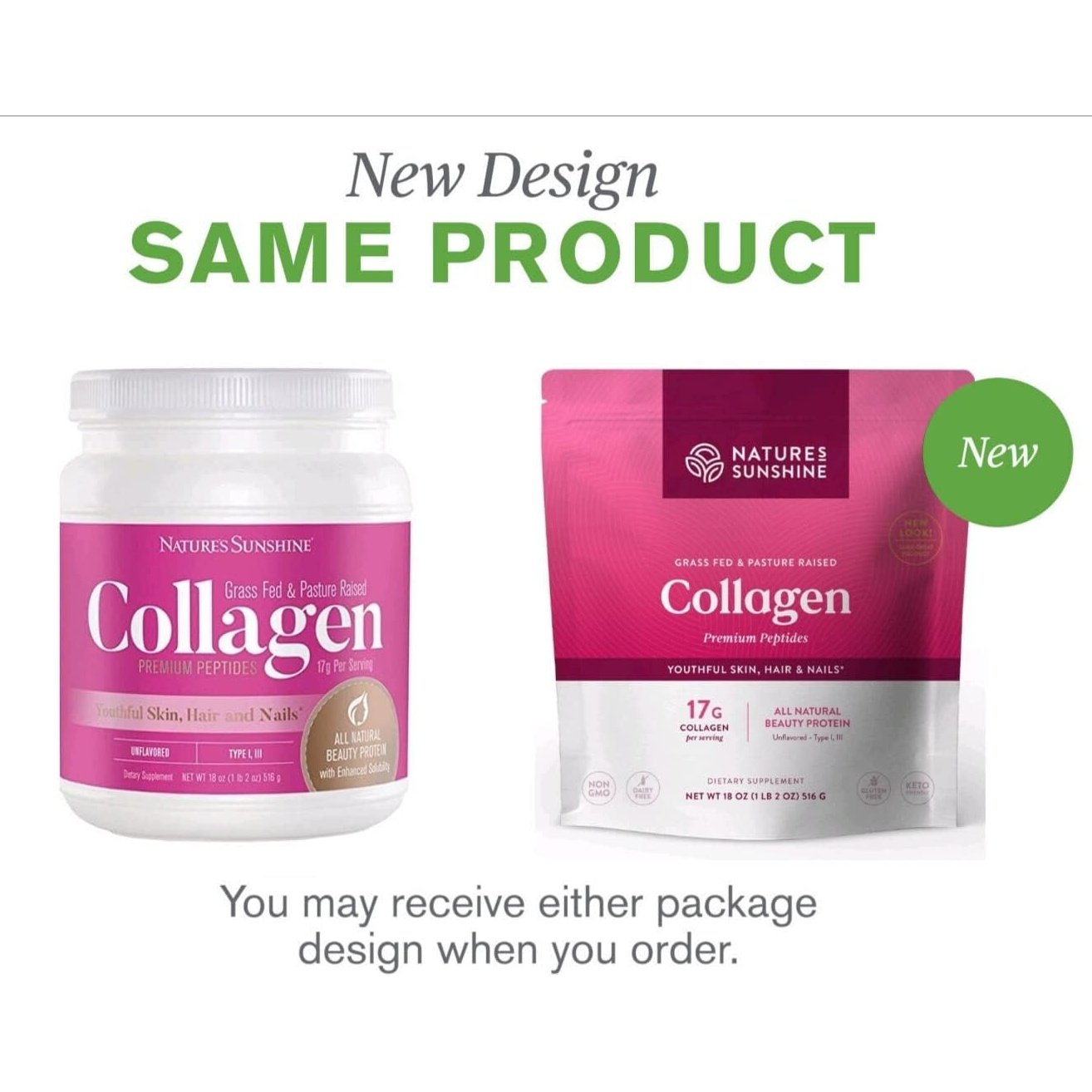 Nature's Sunshine Grass Fed & Pasture Raised Collagen Premium Peptides Unflavoured 516g - Cutprice Online