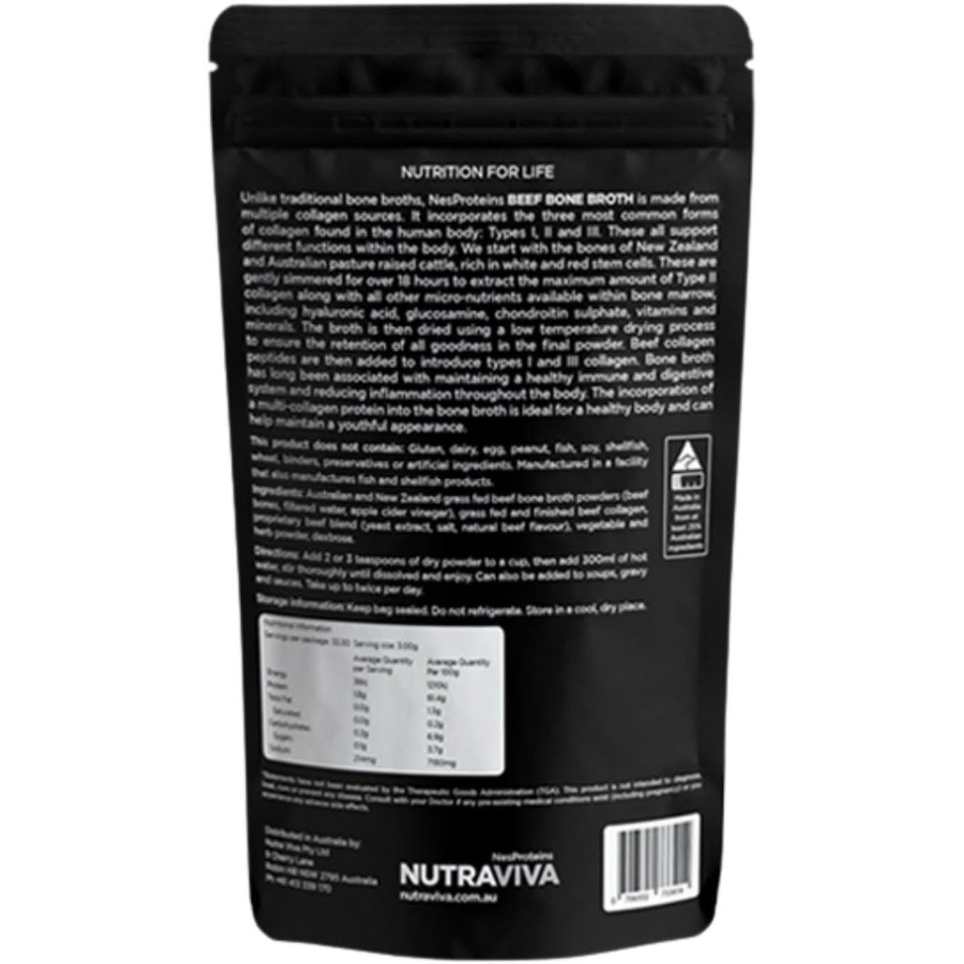 Nutraviva (NesProteins) Bone Broth Beef + Veg 100g - Cutprice Online
