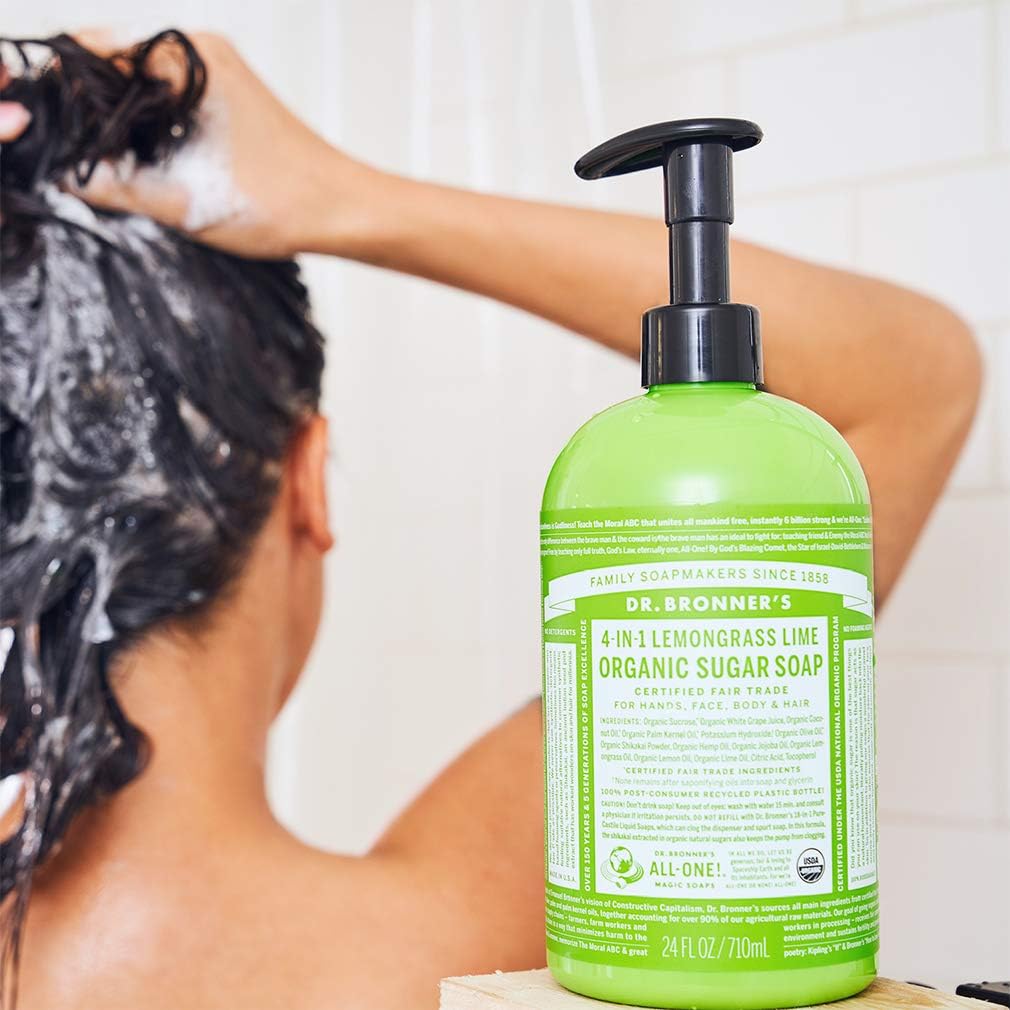 Dr. Bronner's Organic Sugar Soap 4-in-1 Lemongrass Lime (pump) 710ml - Cutprice Online