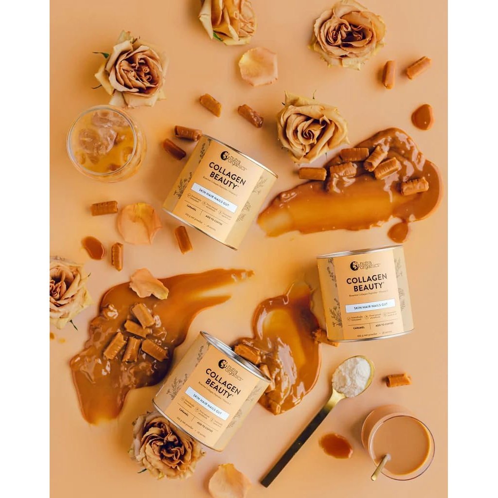 Nutra Organics Collagen Beauty (For Coffee) with Bioactive Collagen Peptides + Vitamin C Caramel 225g - Cutprice Online