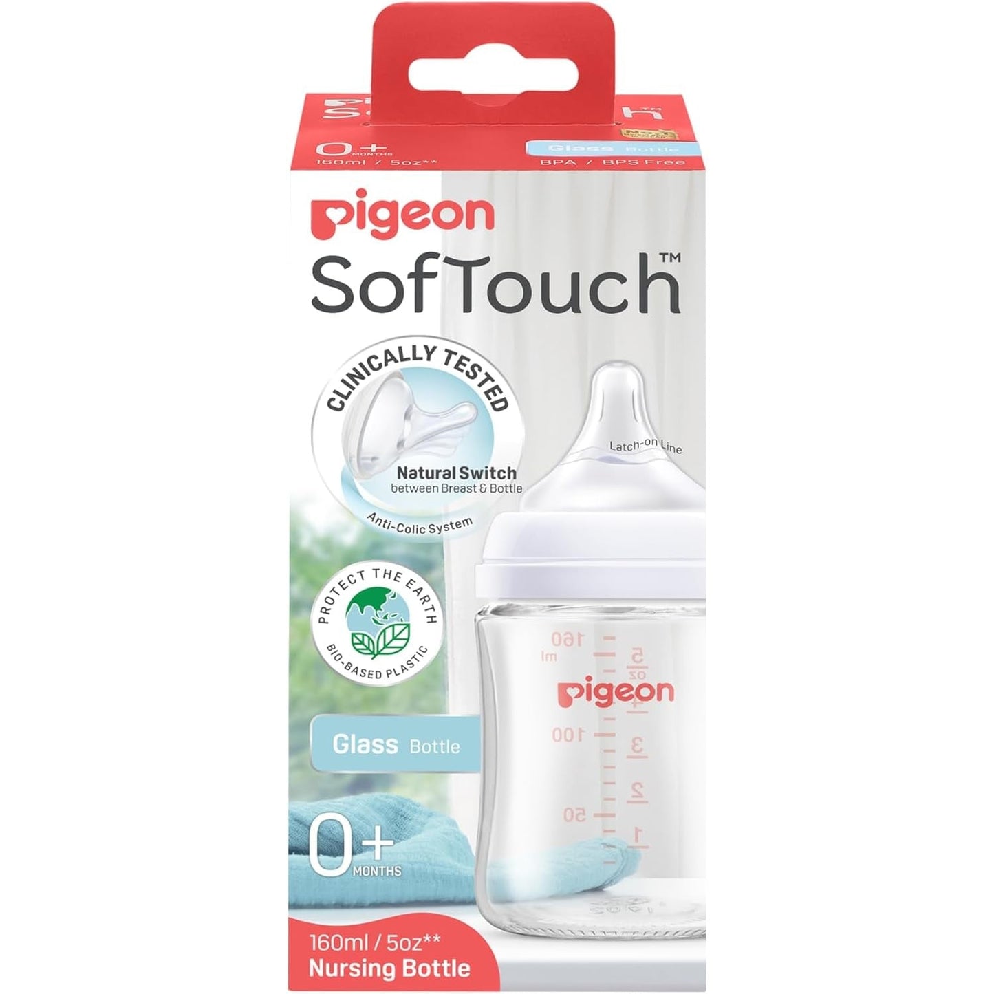 Pigeon SofTouch Glass Bottle 0+ Months 160mL