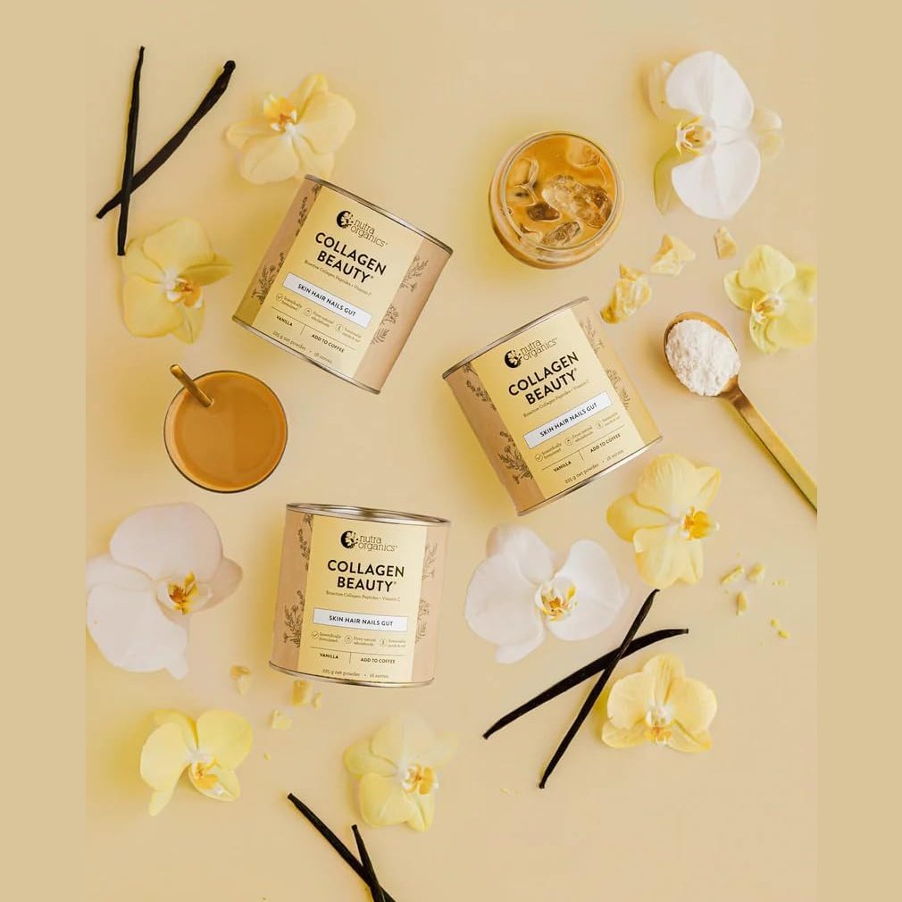 Nutra Organics Collagen Beauty (For Coffee) with Bioactive Collagen Peptides + Vitamin C Vanilla 225g - Cutprice Online