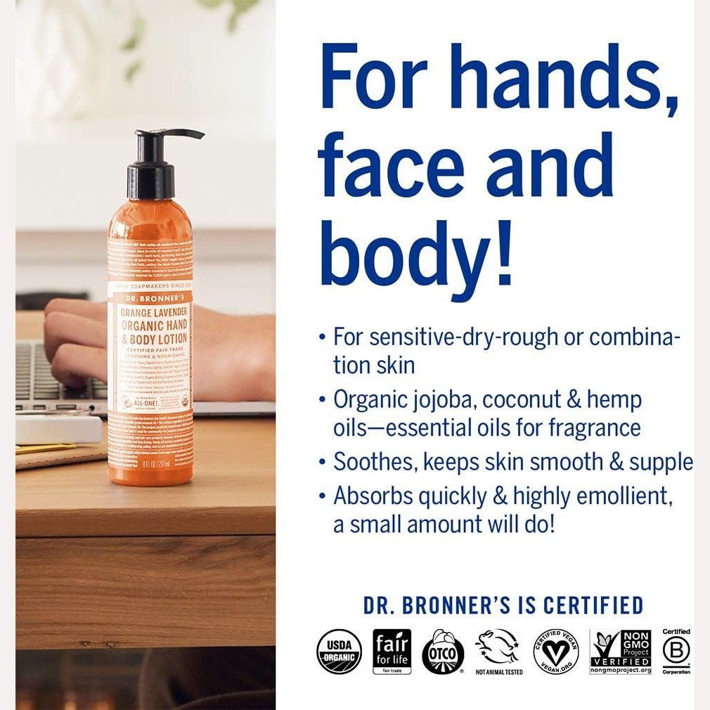Dr. Bronner's Organic Hand & Body Lotion Orange Lavender 237ml DR. BRONNER'S