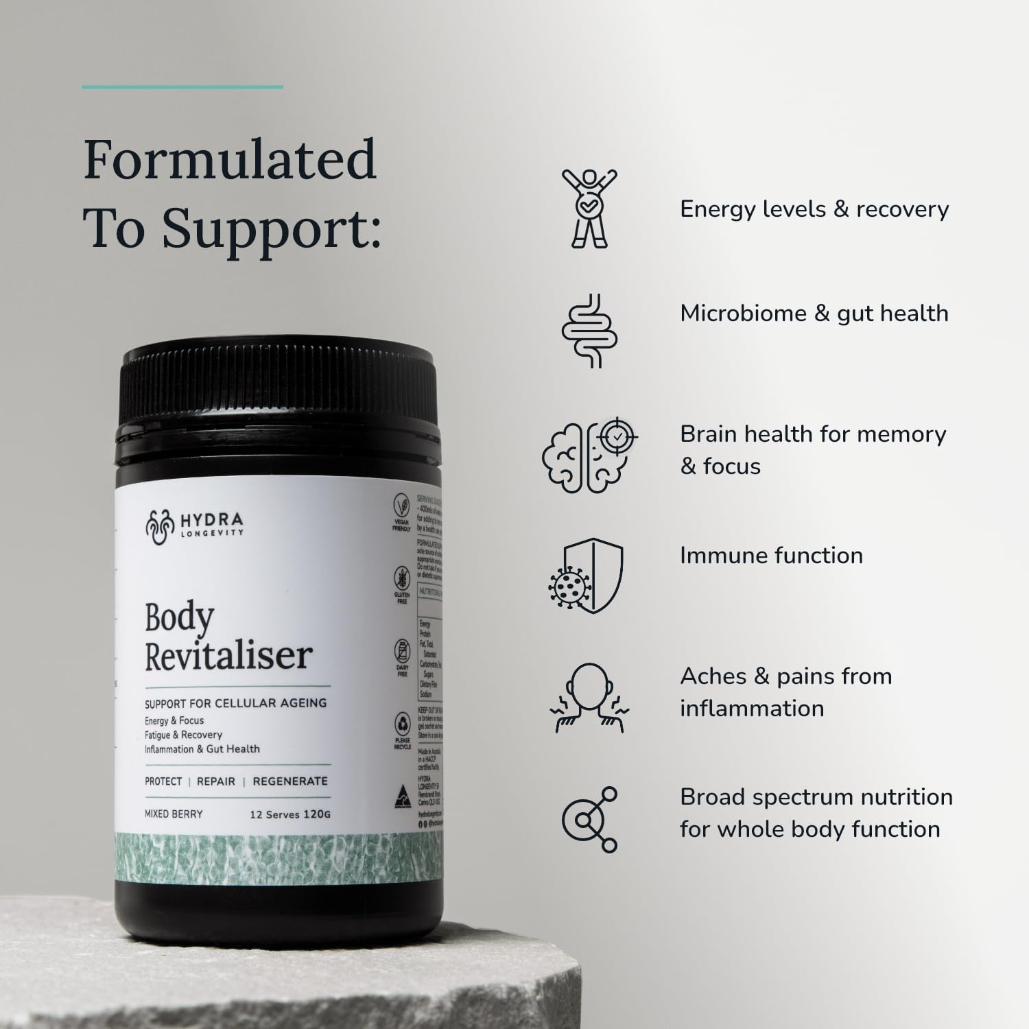 Hydra Longevity Body Revitaliser Mixed Berry 120g - Cutprice Online