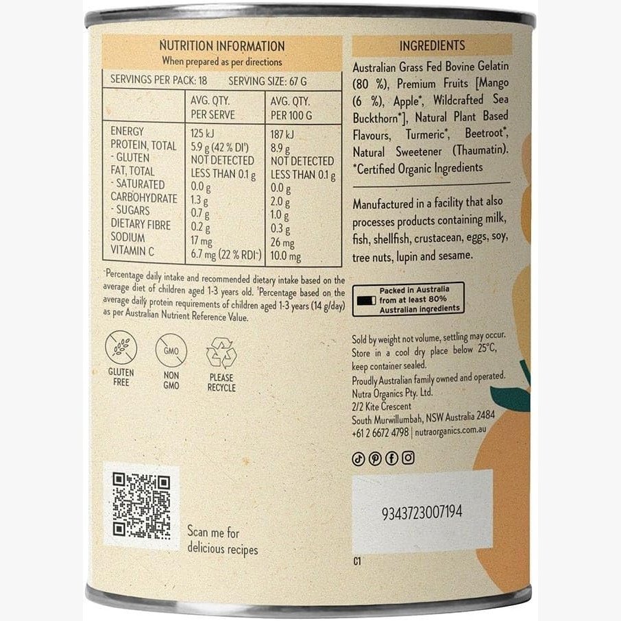 Nutra Organics Gutsy Gummies (Gut Loving Snack) Mango 150g - Cutprice Online