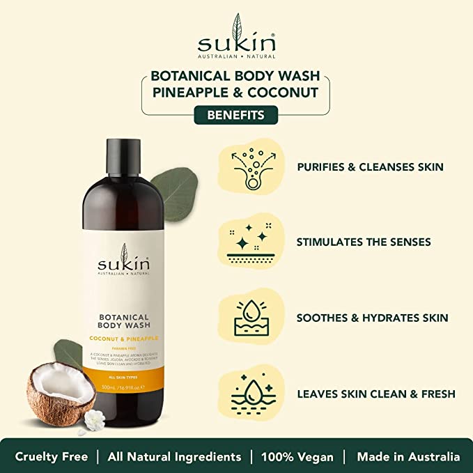 Sukin Botanical Wash Pineapple & Coconut 500ml - Cutprice Online