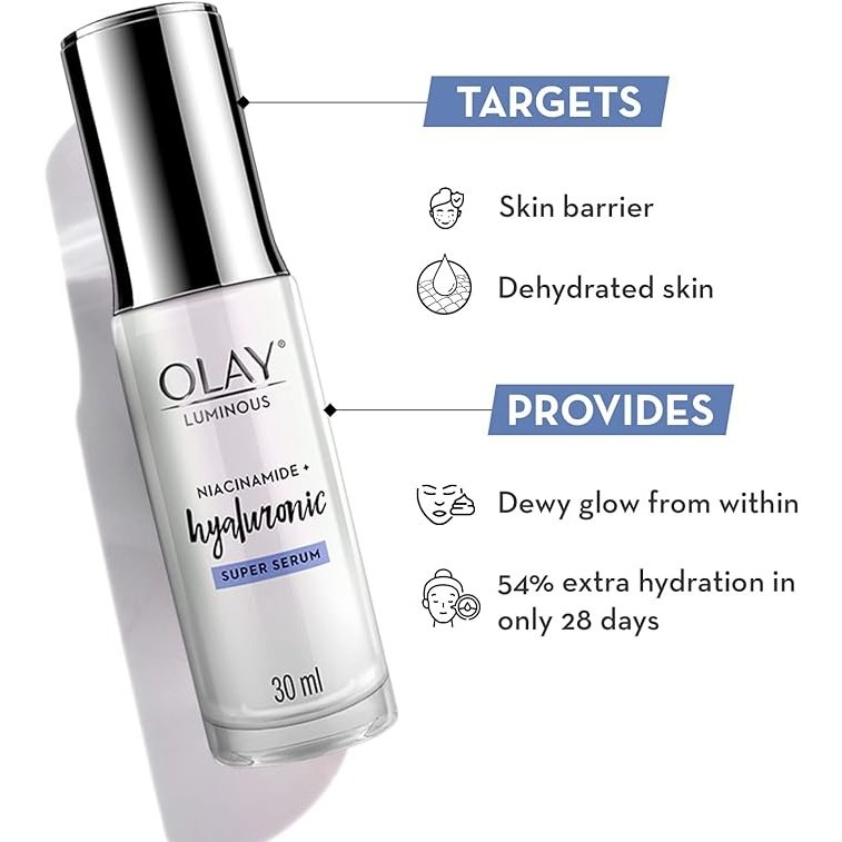 Olay Luminous Niacinamide Plus Hyaluronic Face Super Serum 30ml - Cutprice Online