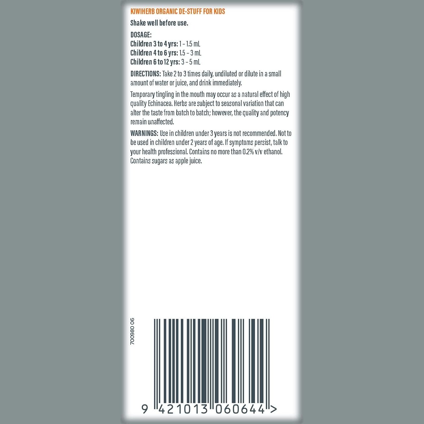 Kiwiherb Organic De-Stuff for Kids Oral Liquid 100ml - Cutprice Online